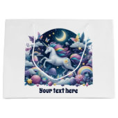 かわいい赤ちゃんシャワーのユニコーンカスタマイズ ラージペーパーバッグ (正面)