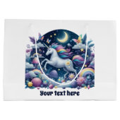 かわいい赤ちゃんシャワーのユニコーンカスタマイズ ラージペーパーバッグ (裏面)