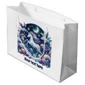 かわいい赤ちゃんシャワーのユニコーンカスタマイズ ラージペーパーバッグ (裏面アングル)