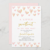 かわいい赤ちゃんシャワーの女の子 招待状 (正面/裏面)