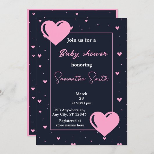 かわいい赤ちゃんシャワーの招待状 招待状 (正面/裏面)