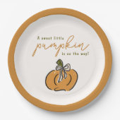 かわいい赤ちゃんシャワーの方法で甘い小さなかぼちゃ ペーパープレート (正面)