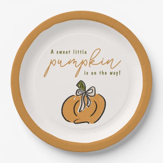 かわいい赤ちゃんシャワーの方法で甘い小さなかぼちゃ ペーパープレート (正面)