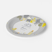 かわいい赤ちゃんシャワーイエローグレ男女兼用ー ペーパープレート (アングル)
