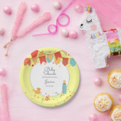 かわいい赤ちゃんシャワーイエローレッドバナーフラグ紙吹雪 ペーパープレート (パーティー)