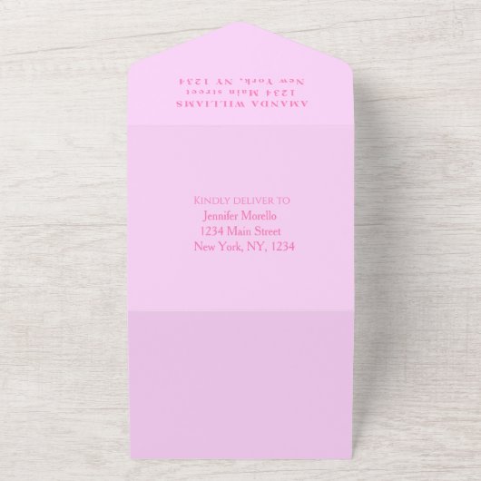 かわいい赤ちゃんシャワーエレファントガールピンク オールインワン招待状 (外側)