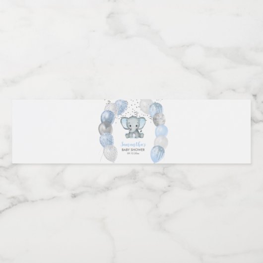 かわいい赤ちゃんシャワーエレファントボーイ ペットボトルラベル (シングルラベル)