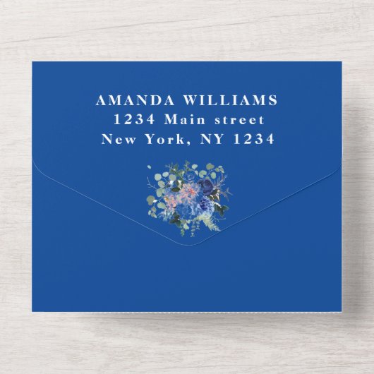 かわいい赤ちゃんシャワーエレファント男の子フローラブルーA オールインワン招待状 (裏面)