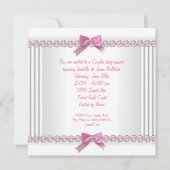 かわいい赤ちゃんシャワーガールピンク水玉模様ハイヒールC3 招待状 (裏面)