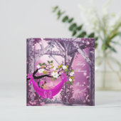 かわいい赤ちゃんシャワーガールベビーピンクハンモックマジカル 招待状 (スタンド正面)