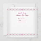 かわいい赤ちゃんシャワーガールベビーホワイトピンク水玉模様 招待状 (裏面)