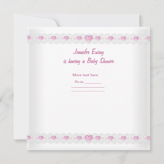 かわいい赤ちゃんシャワーガールベビーホワイトピンク水玉模様 招待状 (裏面)