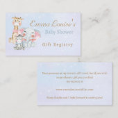 かわいい赤ちゃんシャワーサファリ動物ブルーギフトレジストリ エンクロージャーカード (正面/裏面)