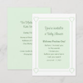 かわいい赤ちゃんシャワーソフトグリーンクリスチャンシンプル 招待状 (正面/裏面)