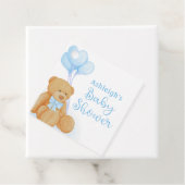 かわいい赤ちゃんシャワーテディベア青いハートバルーン フェイバータグ (インサイチュ)