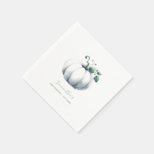 かわいい赤ちゃんシャワーナプキンスウォーター色ホワイトカボチャ スタンダードカクテルナプキン (角)