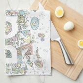 かわいい赤ちゃんシャワーパステルピンク象の詳細な芸術 キッチンタオル (四つ折り)