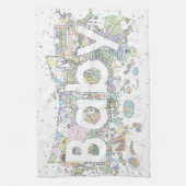 かわいい赤ちゃんシャワーパステルピンク象の詳細な芸術 キッチンタオル (縦)