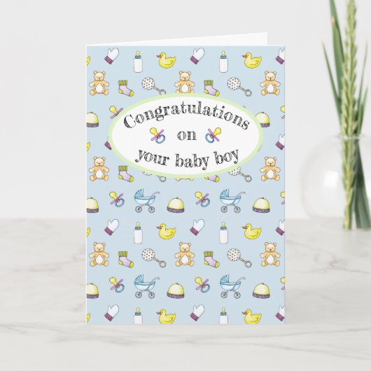 かわいい赤ちゃんシャワーパターン カード (正面)