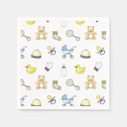 かわいい赤ちゃんシャワーパターン スタンダードカクテルナプキン (正面)