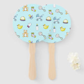 かわいい赤ちゃんシャワーパターン ハンドファン (正面&裏面)