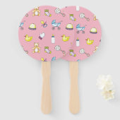 かわいい赤ちゃんシャワーパターン ハンドファン (正面&裏面)