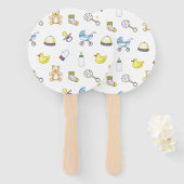 かわいい赤ちゃんシャワーパターン ハンドファン (正面&裏面)