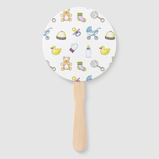 かわいい赤ちゃんシャワーパターン ハンドファン (正面)