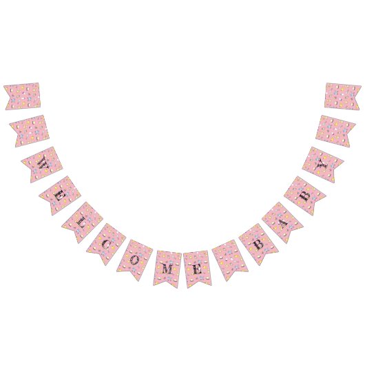 かわいい赤ちゃんシャワーパターン バンティングフラッグ (全)