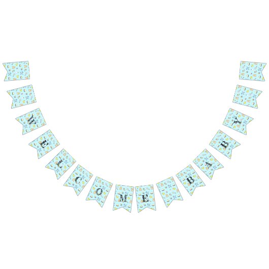 かわいい赤ちゃんシャワーパターン バンティングフラッグ (全)