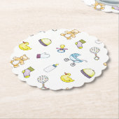 かわいい赤ちゃんシャワーパターン ペーパーコースター (アングル)