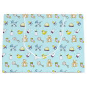 かわいい赤ちゃんシャワーパターン ラージペーパーバッグ (正面)