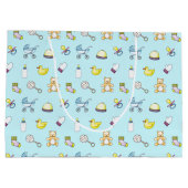 かわいい赤ちゃんシャワーパターン ラージペーパーバッグ (裏面)