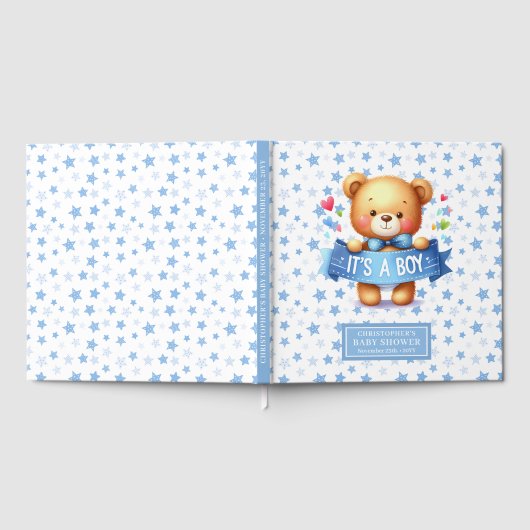 かわいい赤ちゃんシャワーパーティーの男の子のゲストブック ゲストブック (全面)