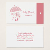 かわいい赤ちゃんシャワーピンクの傘ありがとうつるラベル (正面&裏面)