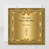 かわいい赤ちゃんシャワーベビーガールヒョウ金ゴールド 招待状 (裏面)