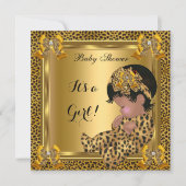 かわいい赤ちゃんシャワーベビーガールヒョウ金ゴールド 招待状 (正面)