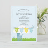 かわいい赤ちゃんシャワーベビーボディスーツ着 招待状 (スタンド正面)