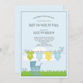 かわいい赤ちゃんシャワーベビーボディスーツ着 招待状 (正面/裏面)