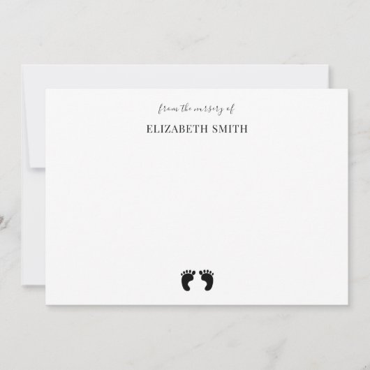 かわいい赤ちゃんシャワーベビー足シンプル名前をカスタムする ノートカード (正面)