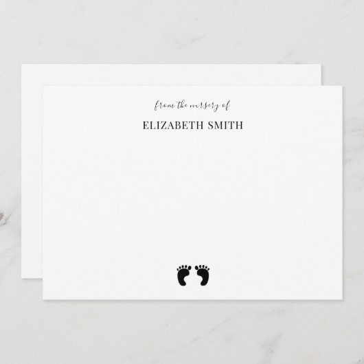 かわいい赤ちゃんシャワーベビー足シンプル名前をカスタムする ノートカード (正面/裏面)