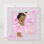 かわいい赤ちゃんシャワー女かわいらしの子ピンクツチュエスニック 招待状 (正面)