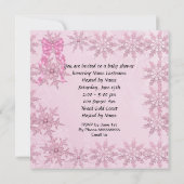 かわいい赤ちゃんシャワー女の子かわいらしピンクの雪の結晶バラ 招待状 (裏面)