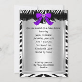 かわいい赤ちゃんシャワー女の子ゼブラパープルベビーシューズ2 招待状 (裏面)