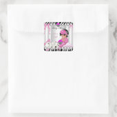 かわいい赤ちゃんシャワー女の子ピンクのゼブラカップケーキ スクエアシール (バッグ)