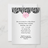 かわいい赤ちゃんシャワー女の子ピンクのゼブラカップケーキ 招待状 (裏面)