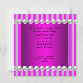 かわいい赤ちゃんシャワー女の子ピンクストライプのカップケーキ 招待状 (裏面)