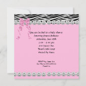 かわいい赤ちゃんシャワー女の子ピンクゼブラカップケーキ3 招待状 (裏面)