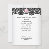 かわいい赤ちゃんシャワー女の子ピンクベビーシューレース 招待状 (裏面)