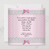 かわいい赤ちゃんシャワー女の子ピンク水玉模様ハイヒール2 招待状 (裏面)